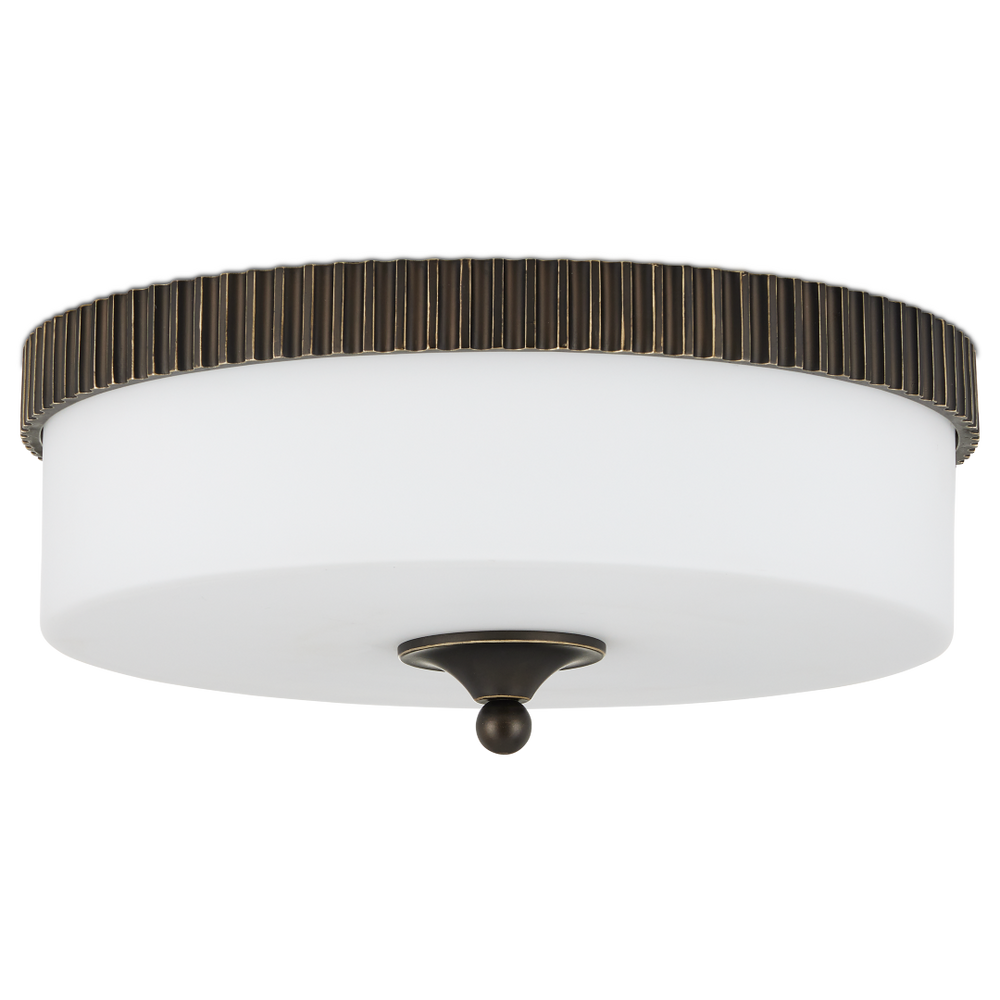 Bryce Bronze Flush Mount Light Fixture - Modern LED Dome Design with Industrial Touch & Frosted Glass