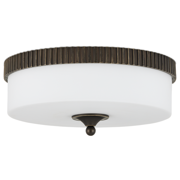 Bryce Bronze Flush Mount Light Fixture - Modern LED Dome Design with Industrial Touch & Frosted Glass