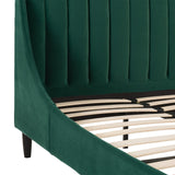 English Elm Aspen Vertical Tufted Modern Headboard Platform Bed Set, King, Evergreen Velvet