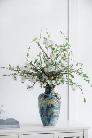 English Elm D8.7x15.5" Ceramic Floor Vase Reactive Glazed Artisan Finish for Mantel or Sideboard W2078P489201