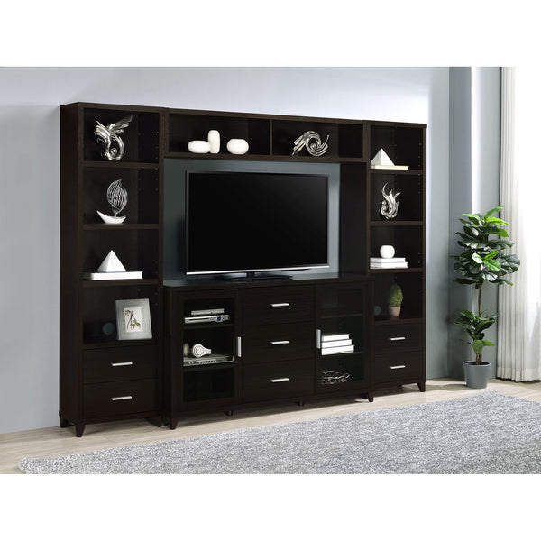 English Elm Nyler Cappuccino 3-Drawer Rectangular TV Console — Sleek 60" Media Stand, Euro-Glide Storage, 68" TV Support, Contemporary Style B062P340719