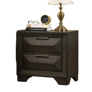 English Elm Beautiful Espresso Wood Panel Queen Bed Set with Two Nightstands for Transitional Bedroom B2741S00897