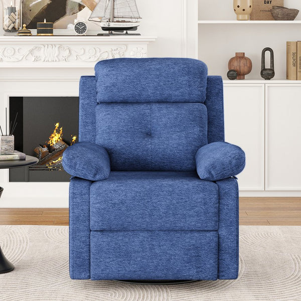 English Elm Small Swivel Rocker Recliner Compact Upholstered Accent Chair for Bedroom T3623P434287