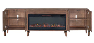 English Elm Tranquility Walnut Entertainment Console with Built-in Electric Fireplace for Large Tvs B108P411439