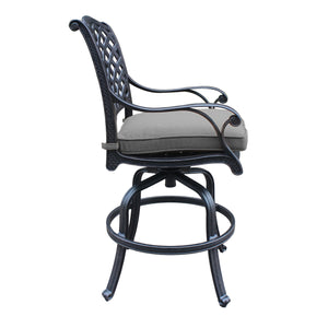 English Elm Cast Aluminum Counter Stools Set Of 2 - Elegant Swivel Design With Weather-Resistant Cushions B010P278347