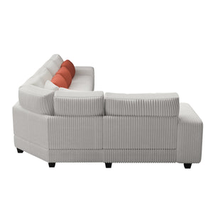 English Elm Modular Sectional Sofa With Armrest Storage, Plush Cream Upholstery & Flexible Layout Options For Comfort W1793S00009