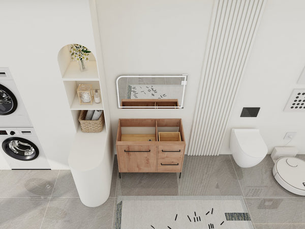 English Elm 36" Freestanding Vanity with Integrated Resin Sink Soft Close Drawers Modern Bath W999P405130