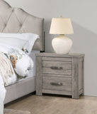 English Elm Bedroom Furniture Rustic Light Grey Simple 1 Piece Nightstand 2-Drawers Bed Side Table Solidwood