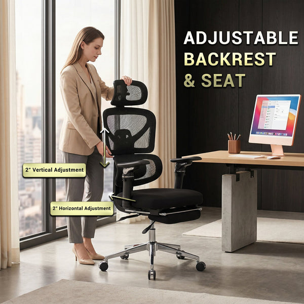 English Elm Ergonomic Mesh Home Office Chair with Massage Lumbar 6d Arms and 4d Headrest W2069P454356