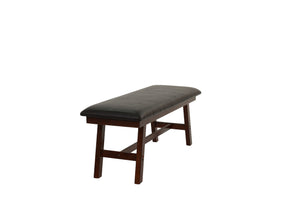 English Elm Dark Dark Walnut Finish 48" Wood Framed Dining Bench 1pc - Faux Leather Cushion, Solid Birch Veneer B011P192195