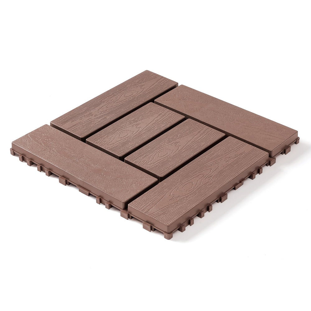 English Elm 12-inch Interlocking Pp Deck Tiles Snap Together for Patio Balcony or Courtyard 44 Sq Ft W3022P251853