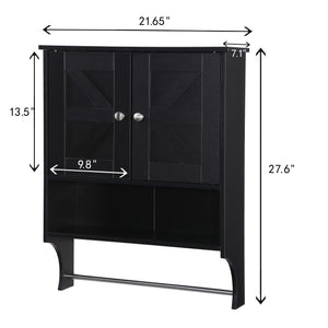 English Elm Over Farmhouse Bathroom Storage Cabinet with Two Doors and Adjustable Shelves for Small Spaces Black 30.9 L x 13.3 W x 5.5 H W3151P345794