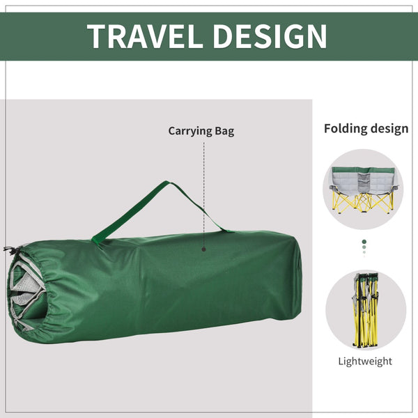 English Elm Outsunny Oversized Loveseat Camping Chair For Two, Portable Folding Chair With Cup Holders & Storage W2225P217041-GIGA