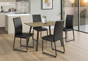 English Elm Dining Table Rectangular Laminate Top Angled Black Metal Legs Modern Kitchen Seating Taupe B2710P461770