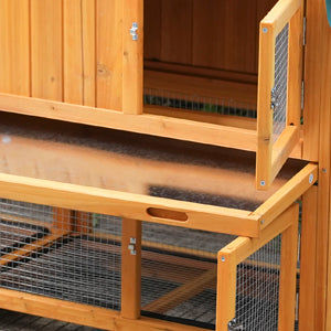 English Elm 45 Inch Solid Wood Outdoor Dog House with Elevated Floor and Waterproof Insulated Roof W1431P388072