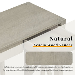 English Elm U_Style 60'' Acacia Veneer Console Table With 4 Drawers & Open Shelf - Modern Farmhouse Design! N711P289747D-GIGA