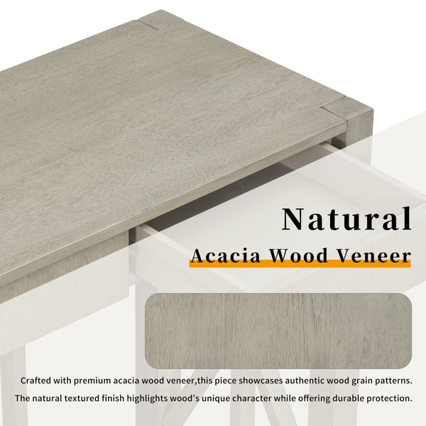 English Elm U_Style 60'' Acacia Veneer Console Table With 4 Drawers & Open Shelf - Modern Farmhouse Design! N711P289747D-GIGA