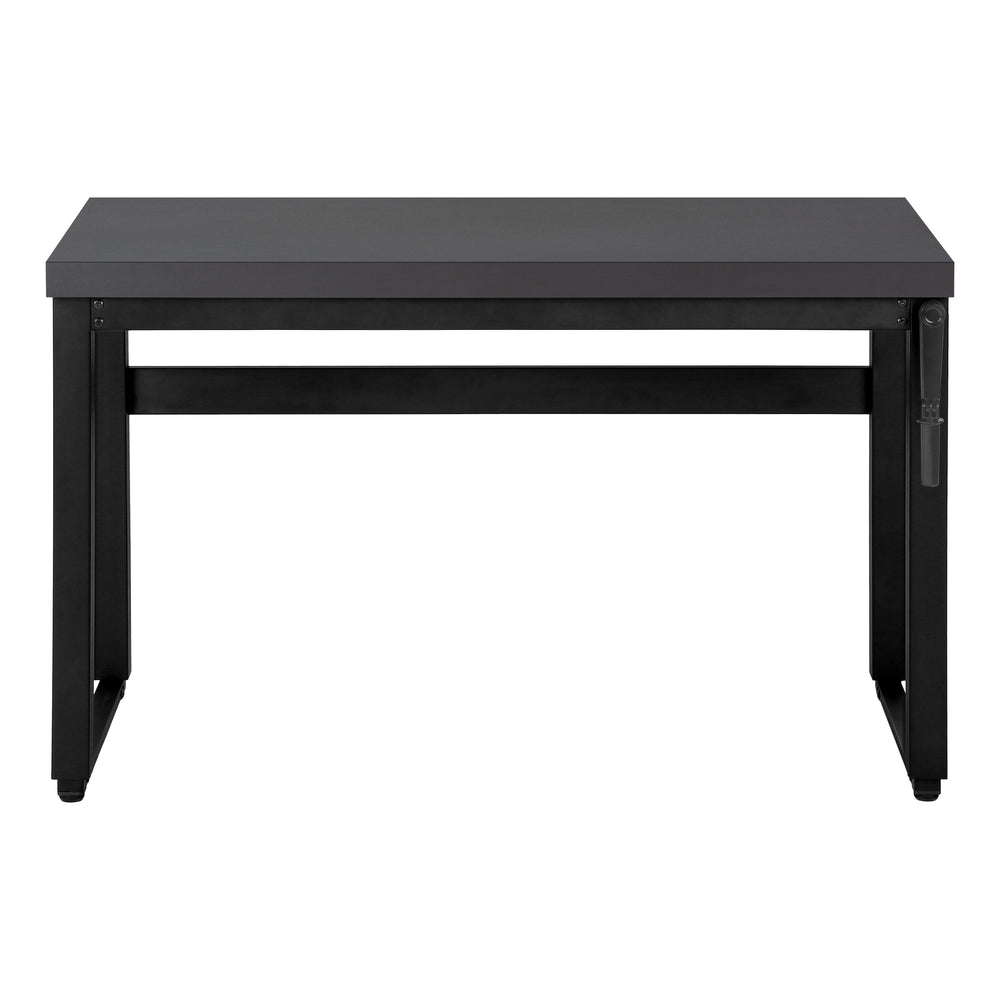 English Elm Computer Desk, Adjustable Height 29.5"-48", Sleek Grey Laminate & Black Metal For Modern Workspaces B2710P219895