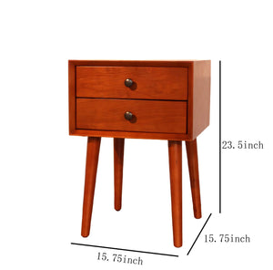 English Elm Night Stand with Fluted Drawer Open Shelf Mid Century Modern Bedside Table for Bedroom Seadrift W3417P388717