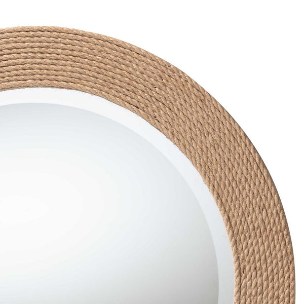 English Elm Round Braided Jute Rope Wall Mirror Natural Fiber Boho Coastal Accent Decor B2750P467834