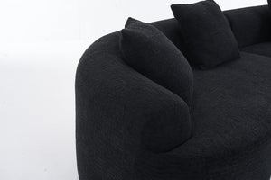 English Elm Compression Compression Sponge Sofa Curved Modular Sectional with 30D High-Density Chenille Sleeper for Cozy Apartment Living Room Comfort and Safe Rounded Design Black W2231S00041