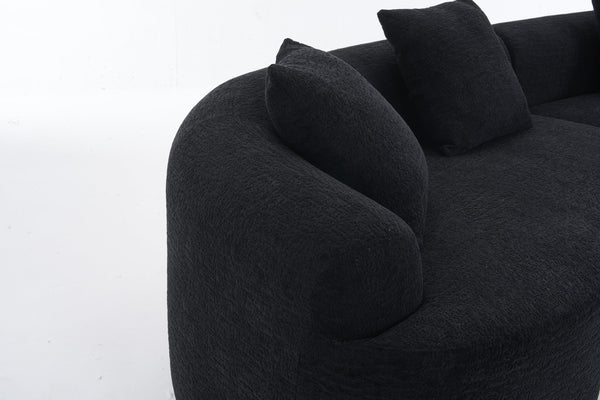 English Elm Compression Compression Sponge Sofa Curved Modular Sectional with 30D High-Density Chenille Sleeper for Cozy Apartment Living Room Comfort and Safe Rounded Design Black W2231S00041