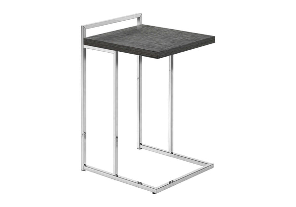 English Elm Accent Table - Stylish C-Shaped Design For Small Spaces, Grey Laminate Top & Chrome Metal Base B2710P219376