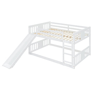 English Elm Full Over Kids Bunk Bed with Built-in Slide Ladder Pine Frame Gray Finish LT100208AAK