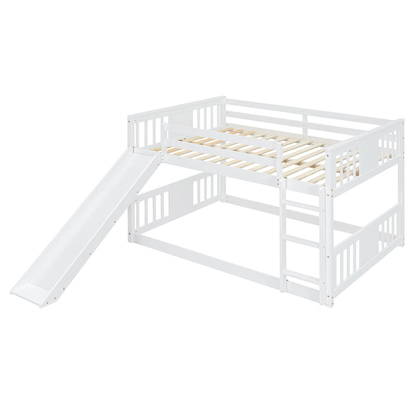 English Elm Full Over Kids Bunk Bed with Built-in Slide Ladder Pine Frame Gray Finish LT100208AAK