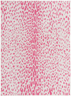 Unique Loom Outdoor Safari Samburu Machine Made Animal Print Rug Pink Gray, Ivory 9' 0" x 12' 2"