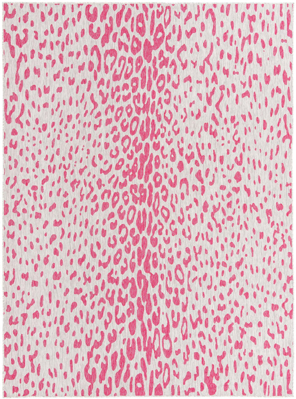 Unique Loom Outdoor Safari Samburu Machine Made Animal Print Rug Pink Gray, Ivory 9' 0" x 12' 2"