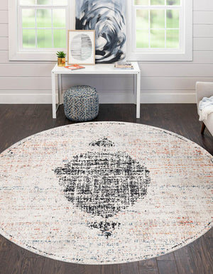 Unique Loom Aramis Selif Machine Made Tribal Rug Ivory, Black/Light Blue/Rust Red/Orange 10' 0" x 10' 0"