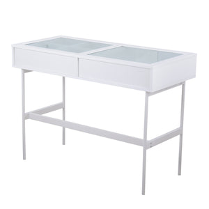 English Elm Zenn Floating Glass End Table Brushed Steel Frame Modern Living Room Accent B202P223381