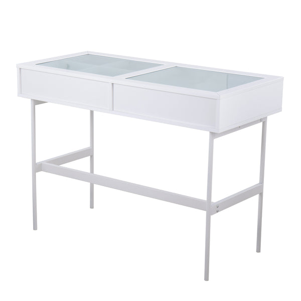 English Elm Zenn Floating Glass End Table Brushed Steel Frame Modern Living Room Accent B202P223381