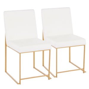 English Elm High Back Fuji Dining Chairs In Plush White Velvet & Sleek Gold Frame - Set Of 2 For Modern Glamour B202P223545