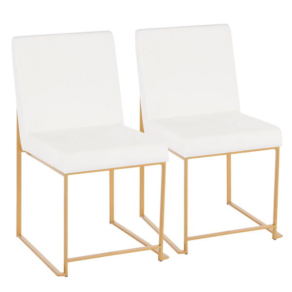 English Elm High Back Fuji Dining Chairs In Plush White Velvet & Sleek Gold Frame - Set Of 2 For Modern Glamour B202P223545