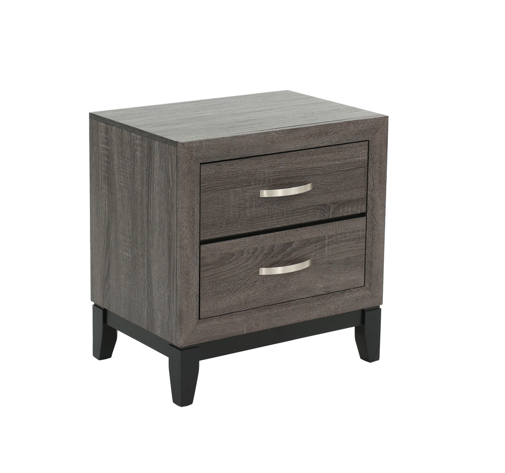 English Elm Bedroom Rustic Grey Oak Nightstand 2-Drawer Pine Bedside Table 24x16x25" Simple Stylish Storage for Lamps & Organized Rooms B011P248055