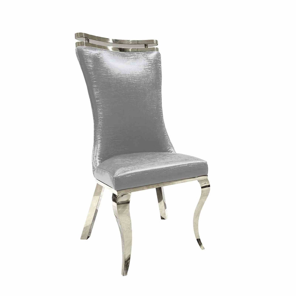 English Elm Glam Upholstered Tiger Print Side Chairs - Set Of 2 With Silver Saber Legs For Dining Elegance B2741S00722