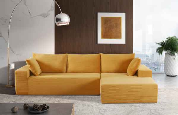 English Elm Cozyform Convertible Sectional Sofa - Soft Ginger Corduroy, Comfy Foam Couch For Living Spaces B2735P359714