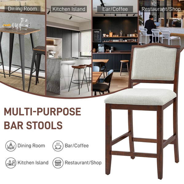 English Elm Counter Height Rubberwood Barstools Set of 2 Upholstered Seats for Kitchen Island Cherry N752P377070C