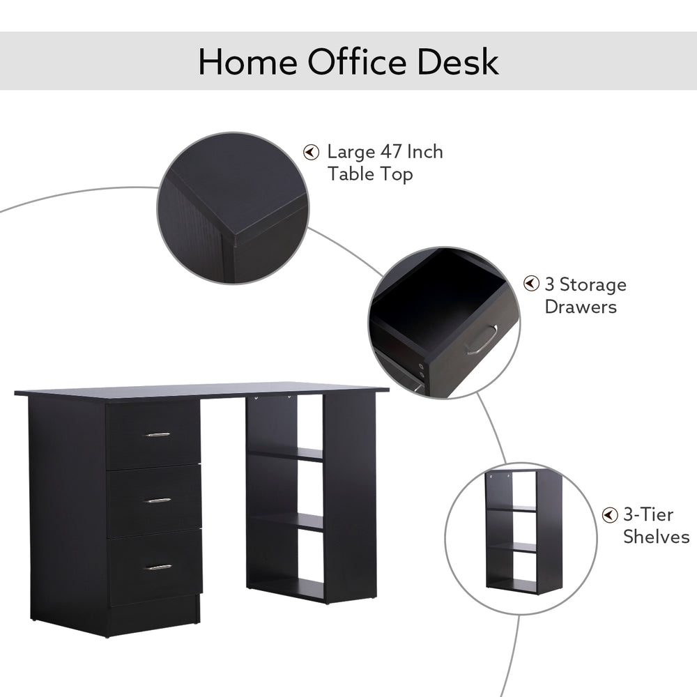 English Elm Modern Engineered Wood Writing Desk with Bookcase and Drawers for Home Office Use T3971P385971