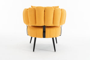 English Elm Decorative Chenille Barrel Tub Chair with Pocket Coil Cushion for Cozy Reading Nooks Yellow W5188P462022