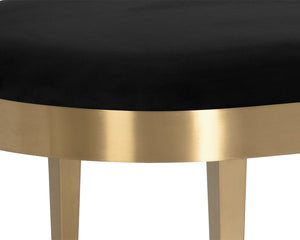 Sunpan Jolie Bench - Chic Oval Velvet Seat with Brushed Gold Frame for Stylish Home & Contract Spaces