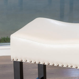 English Elm Christopher Knight Home® - 30-inch Bonded Leather Counter Stool Set of 2 — Ivory Backless Modern Design, Bronze Legs, 250lb Capacity N780P234206L
