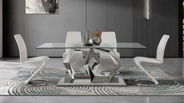 English Elm MARCUS Horseshoe Z-Shape Dining Chairs Set of 2 with Padded Faux Leather Seats and Solid Wood Frame White 28 L x 21 W x 22 H B201P226149