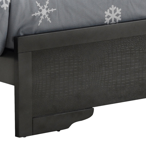 English Elm Lorana Twin Bed with Jeweled Tufted Headboard and LED Accents, Metallic Finish, Durable Wood Veneer Black 85 L x 4 W x 8 H B078S00587