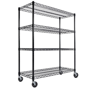 English Elm 55.5" Wide 4 Tier Rolling Wire Shelving Unit Heavy Gauge Steel Garage Storage W2932P373621