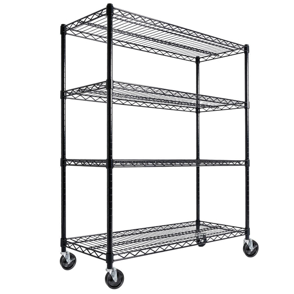 English Elm 55.5" Wide 4 Tier Rolling Wire Shelving Unit Heavy Gauge Steel Garage Storage W2932P373621