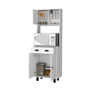 English Elm Tacna Slim Kitchen Pantry Cabinet with Open Shelves Drawer and Two-tone Wengue Finish B128P460142