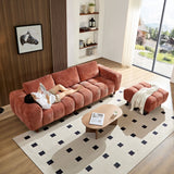 English Elm 111.81''Convertible Sectional Sofa Couch, More Comfy L Shaped Sofa With Fabric Couch,Modern Design Marshmallow Sofa For Living Room and Office,Caramel